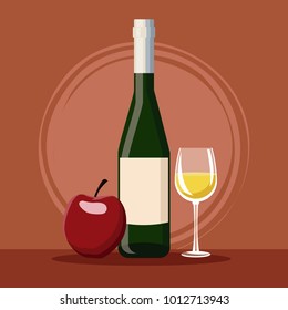 Wine bottle and cup