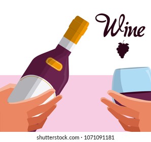 Wine bottle and cup