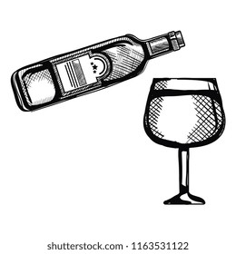 wine bottle with cup