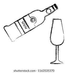 wine bottle with cup
