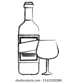 wine bottle with cup