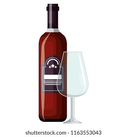 wine bottle with cup