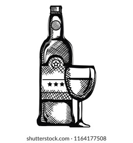 wine bottle with cup