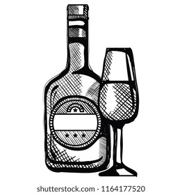 wine bottle with cup