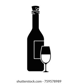 wine bottle with cup