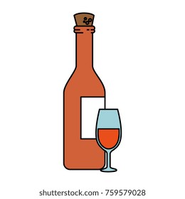 wine bottle with cup