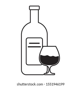wine bottle and cup drink isolated icon vector illustration design