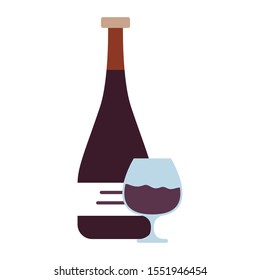 wine bottle and cup drink isolated icon vector illustration design