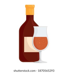 wine bottle and cup drink isolated icon vector illustration design