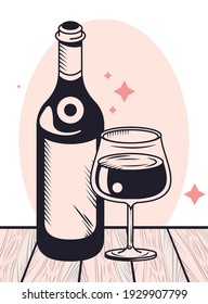 wine bottle and cup drinks