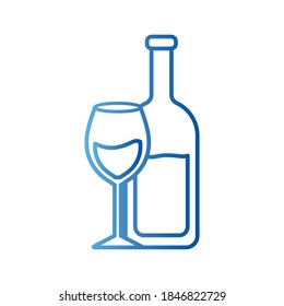 Wine bottle and cup gradient style icon design, Winery alcohol drink beverage restaurant and celebration theme Vector illustration