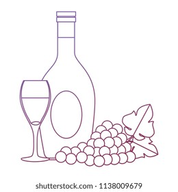 wine bottle with cup and grapes