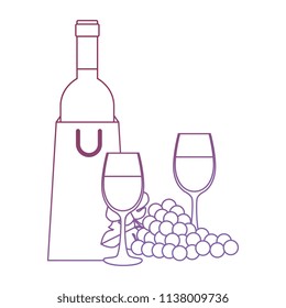wine bottle with cup and grapes