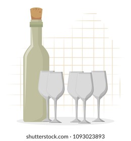 wine bottle with cup icon