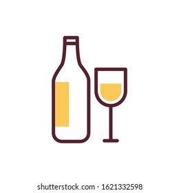 wine bottle and cup icons vector illustration design