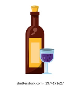 Wine bottle and cup isolated