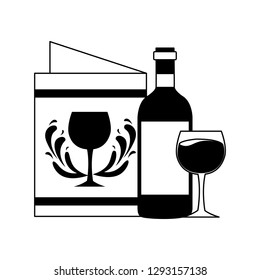 wine bottle cup and menu