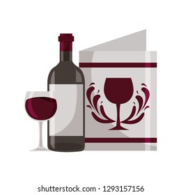 wine bottle cup and menu