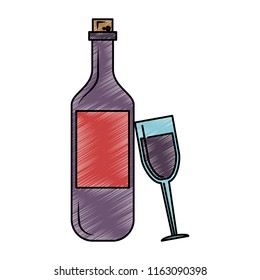 Wine bottle and cup scribble