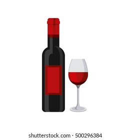 wine bottle and cup vector illustration design