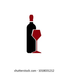 Wine bottle and cup vector isolated on white background for web and mobile