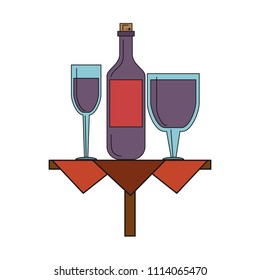 Wine bottle and cups