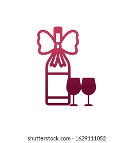Wine bottle and cups design, Winery alcohol drink beverage restaurant and celebration theme Vector illustration