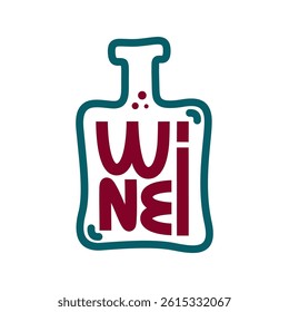 Wine bottle design featuring bold lettering and a unique shape at a creative studio