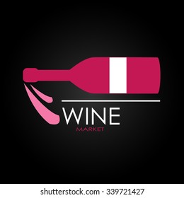wine bottle design logo,Vector