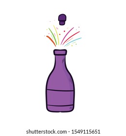wine bottle doodle icon vector hand drawing 