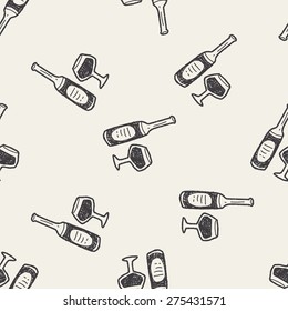 wine bottle doodle seamless pattern background