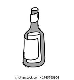 Wine bottle doodle vector icon. Drawing sketch illustration hand drawn line.