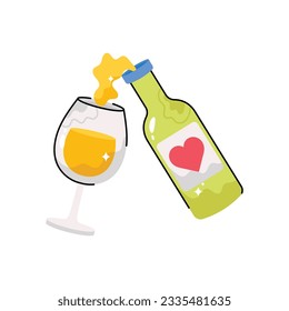 wine bottle doodle vector outline icon. EPS 10 file