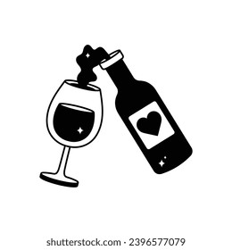 contorno vectorial del doodle del frasco de vino Pegatina. archivo EPS 10