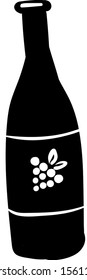 Wine bottle drawing, illustration, vector on white background.