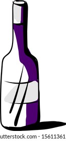 Dibujo de botellas de vino, ilustración, vector sobre fondo blanco.