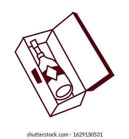 wine bottle drink in box packing vector illustration design
