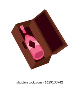 wine bottle drink in box packing vector illustration design