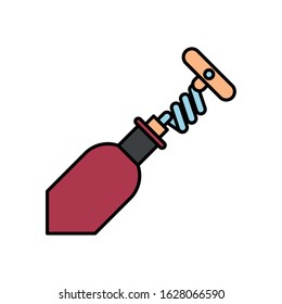 wine bottle drink with corkscrew vector illustration design