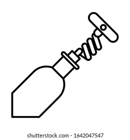wine bottle drink with corkscrew vector illustration design