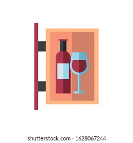 wine bottle drink with cup label vector illustration design
