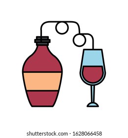 wine bottle drink with cup vector illustration design