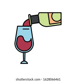 wine bottle drink with cup vector illustration design