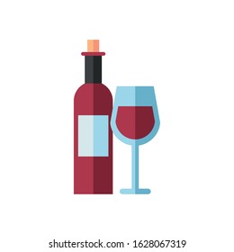 wine bottle drink with cup vector illustration design