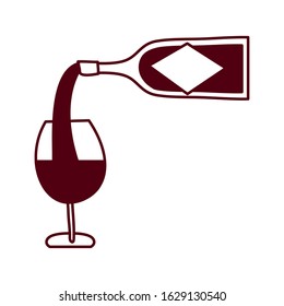 wine bottle drink with cup vector illustration design