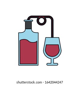 wine bottle drink with cup vector illustration design