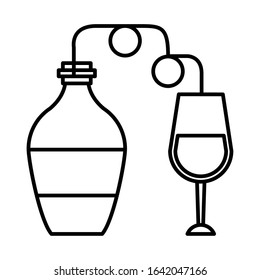 wine bottle drink with cup vector illustration design