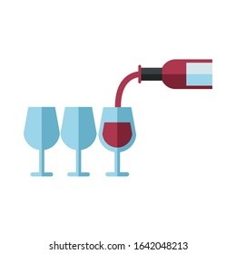 wine bottle drink with cups vector illustration design