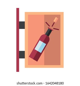 wine bottle drink label hanging vector illustration design