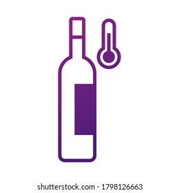 wine bottle drink with thermometer gradient style icon vector illustration design
